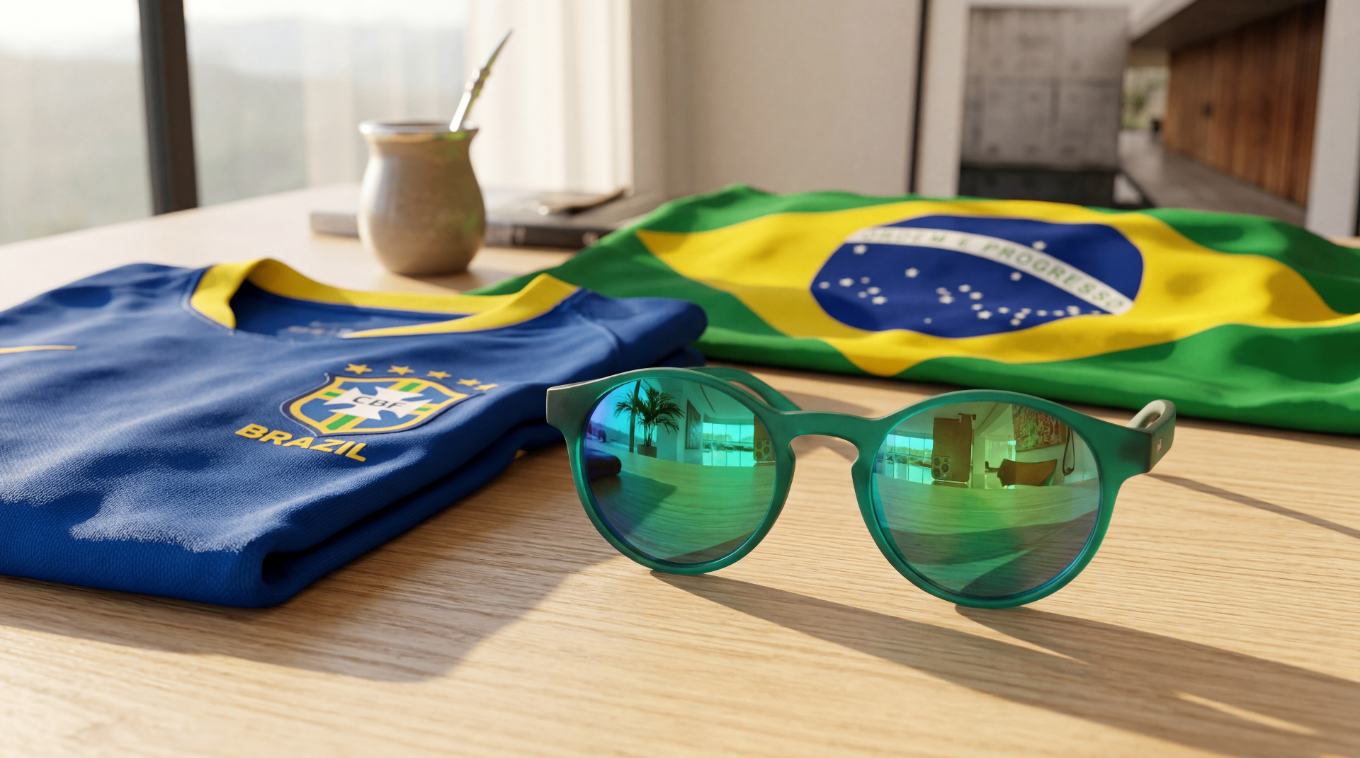 Casal pegando os óculos Tuc na mesa antes do jogo